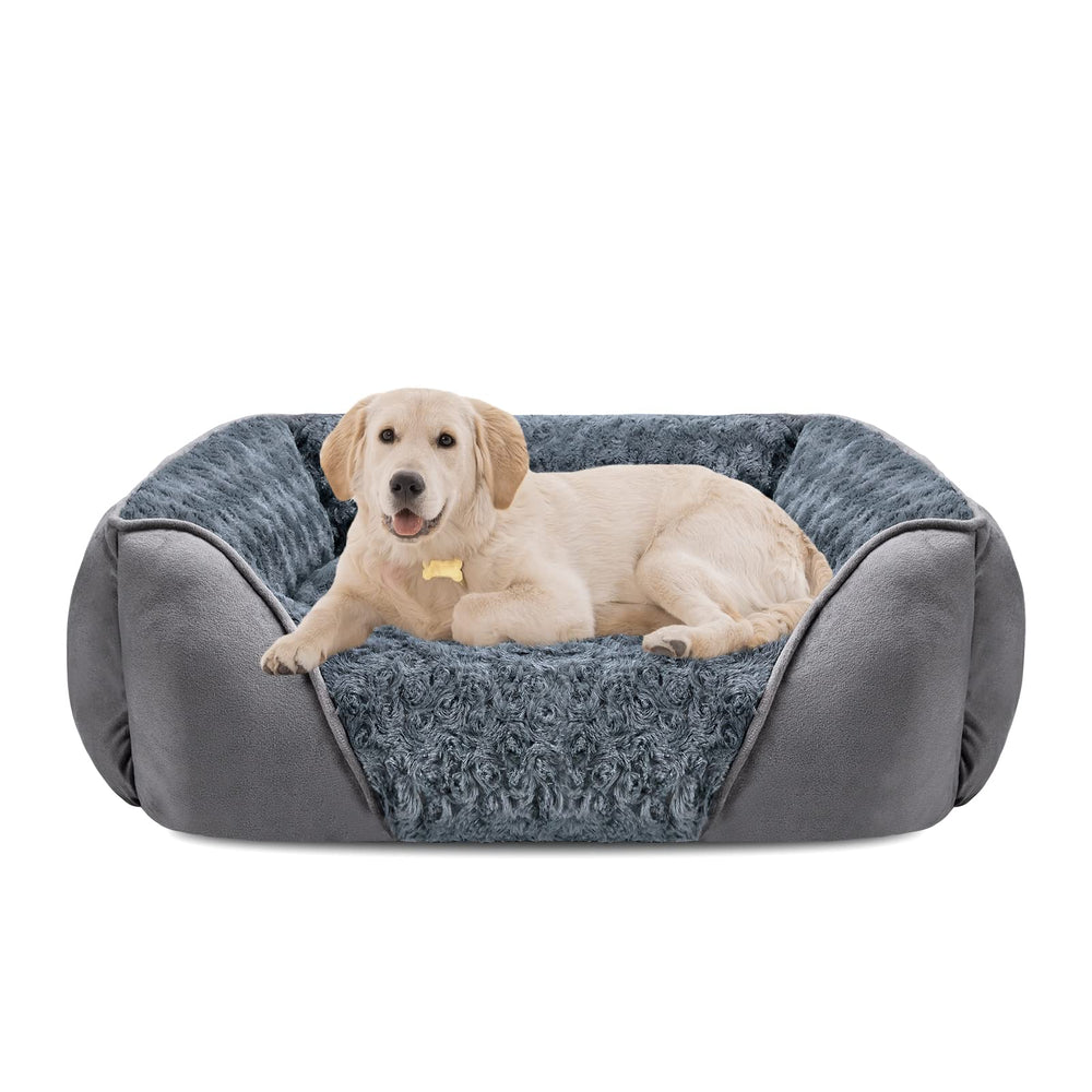 INVENHO large dog bed with rectangle edges for secure rest and neck support