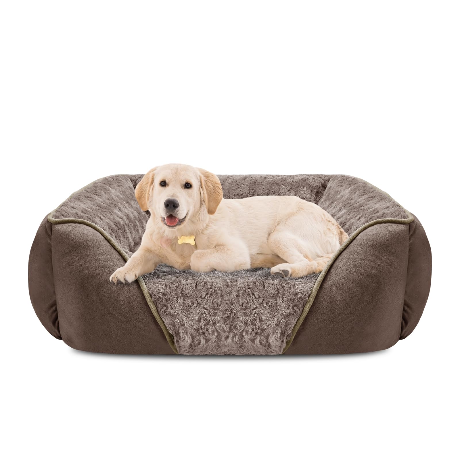 INVENHO large dog bed with rose swirl fabric for warm, cozy naps.