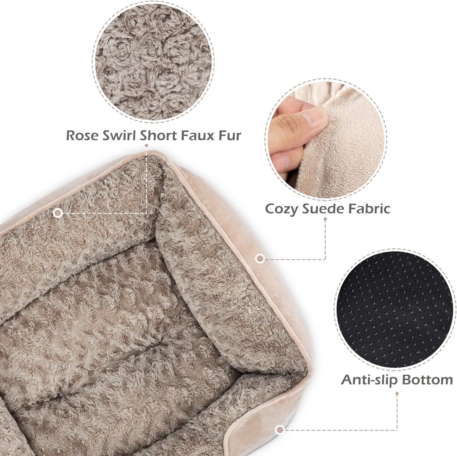 INVENHO orthopedic dog bed soft fur texture conveys cozy warmth