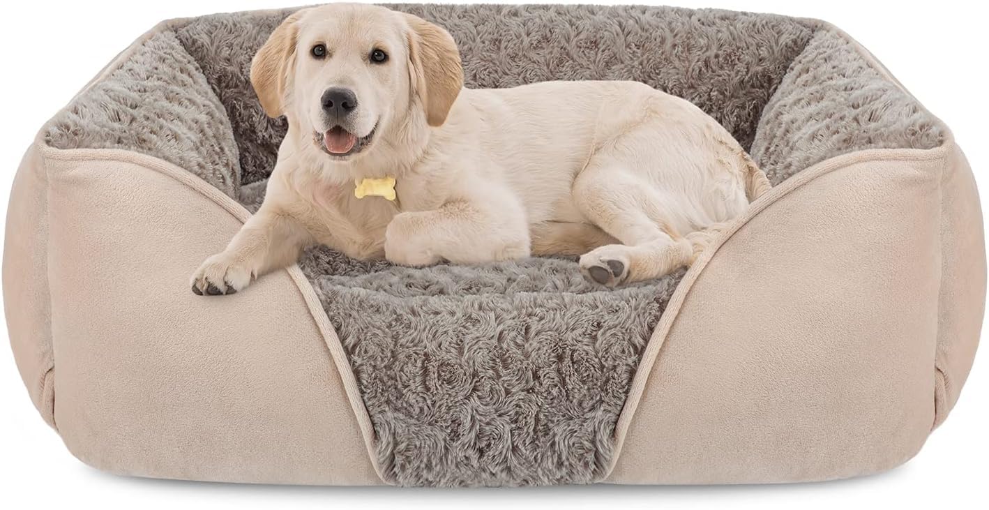 INVENHO orthopedic dog bed top view highlights plush cushion for joints