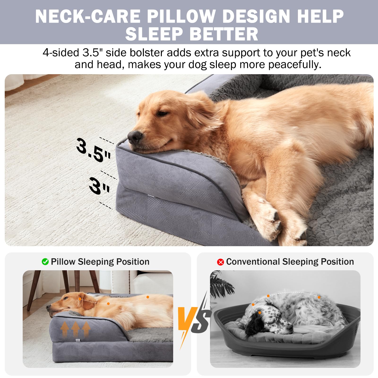 INVENHO four-sided-bolsters provide neck and head support for snuggling.