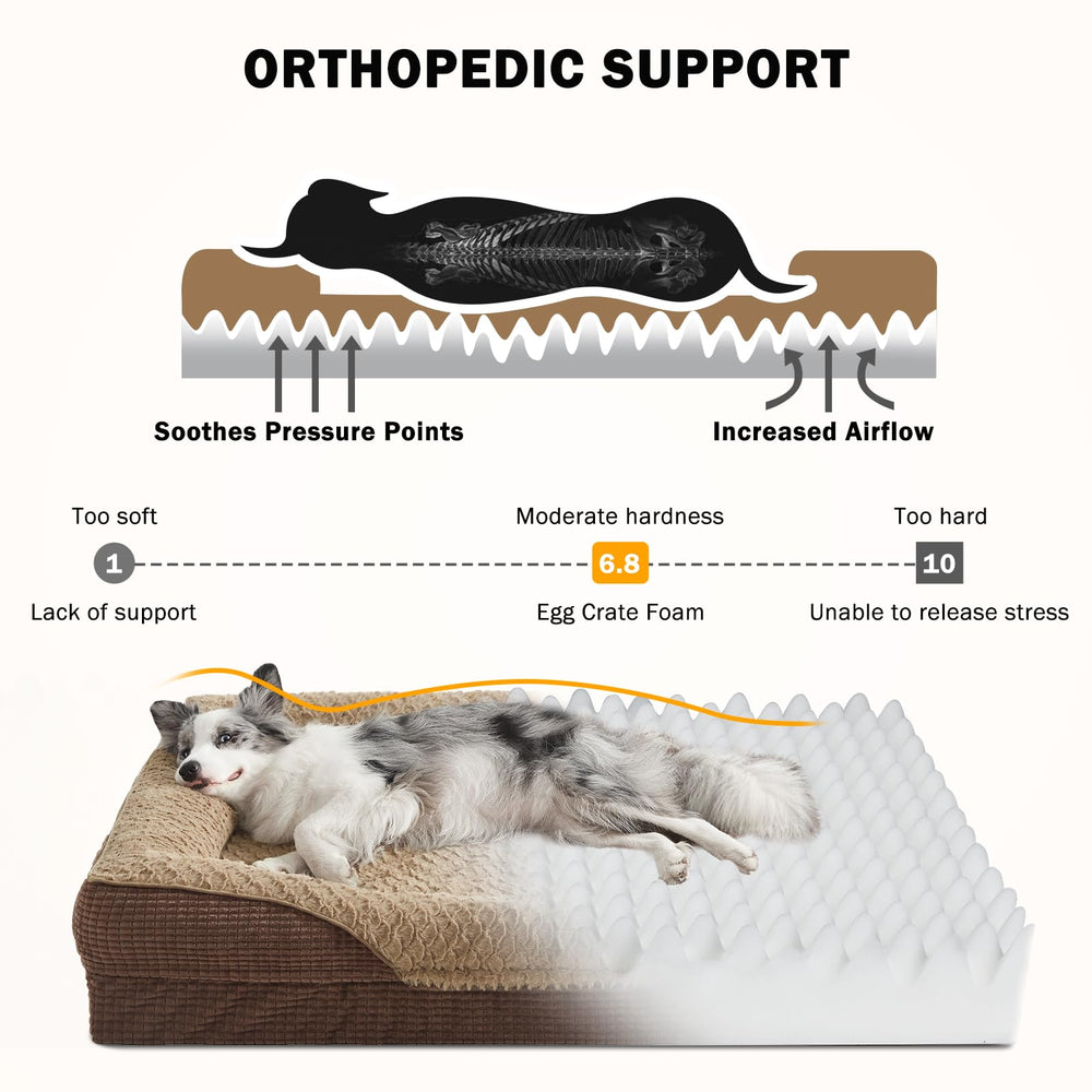 INVENHO Orthopedic Dog Bed Large with waterproof liner protects foam from spills