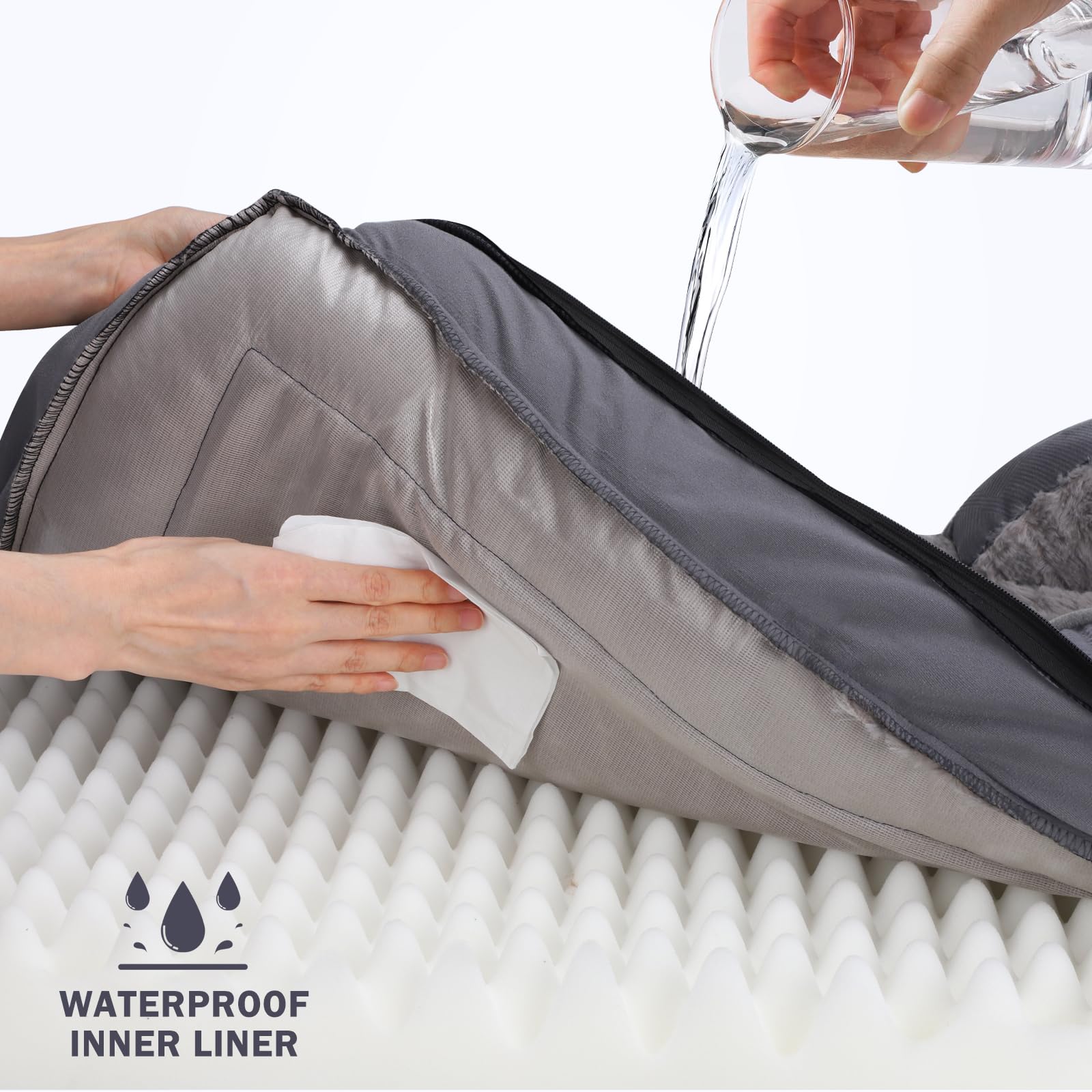 INVENHO non-skid-bottom keeps bed in place on slick floors for safer lounging.