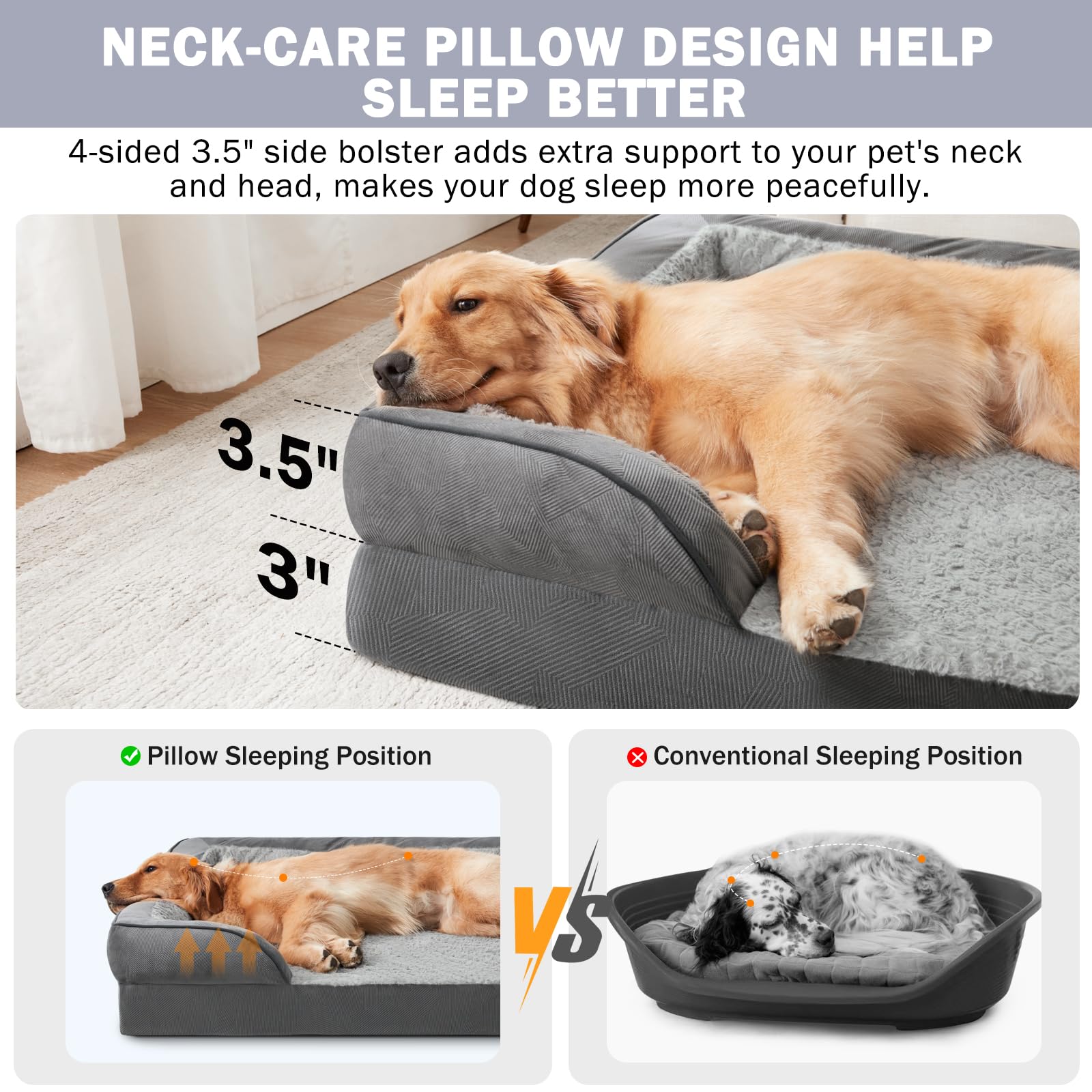 INVENHO orthopedic dog bed with non-slip bottom stays in place on floors