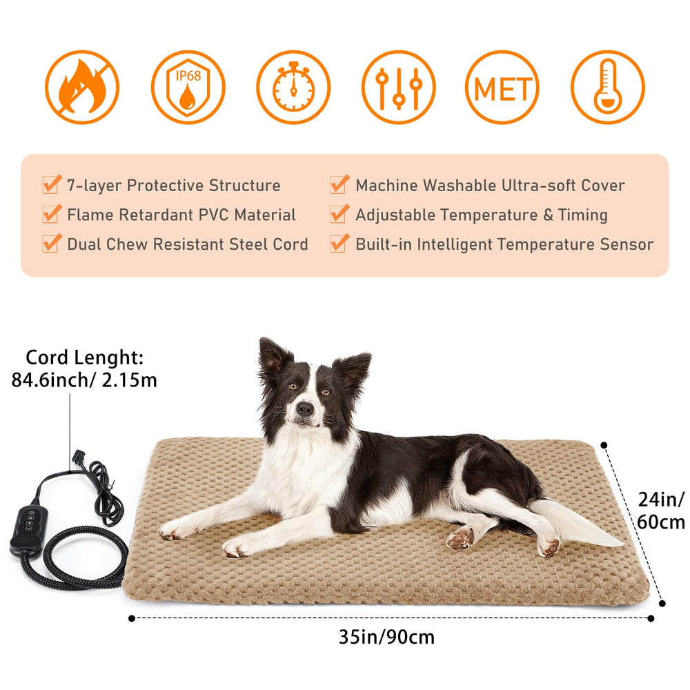 INVENHO waterproof cover shown for mess-free cleaning by the pet heating pad