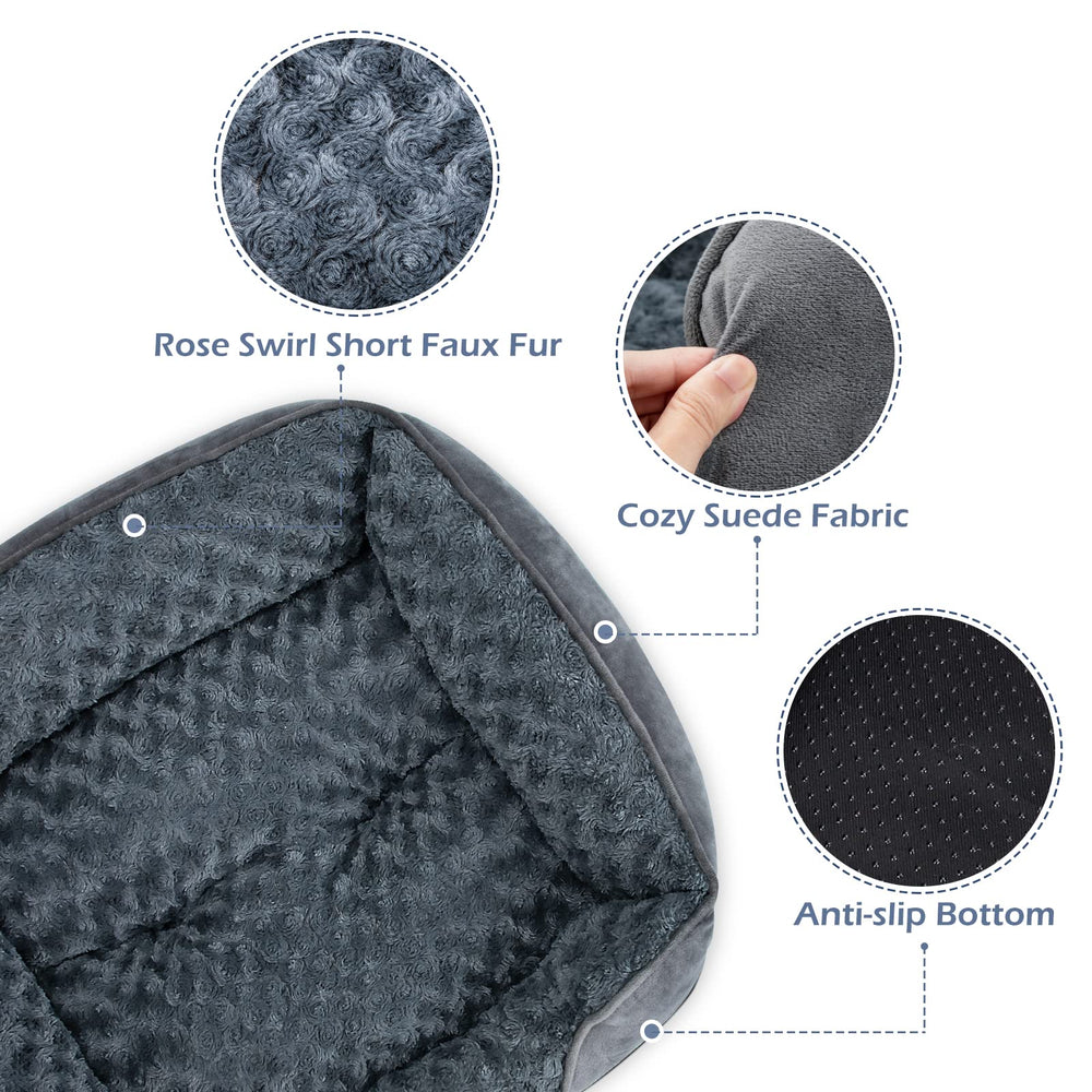 INVENHO Rectangle Washable Dog Bed anti-slip bottom keeps bed in place during play.