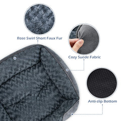 INVENHO Rectangle Washable Dog Bed anti-slip bottom keeps bed in place during play.