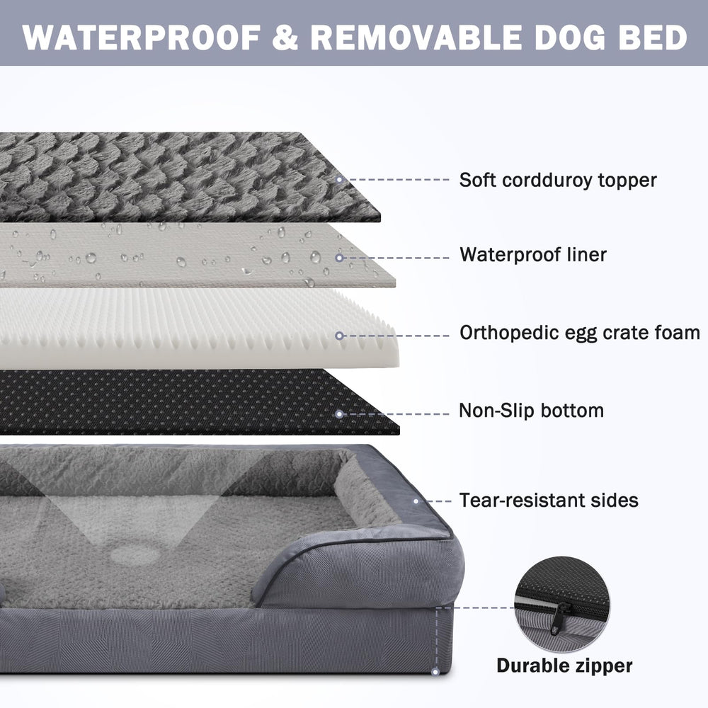 INVENHO Orthopedic Large Dog Bed removable-washable-cover-zipper-closeup demonstrates convenient cleaning and regular refreshes.