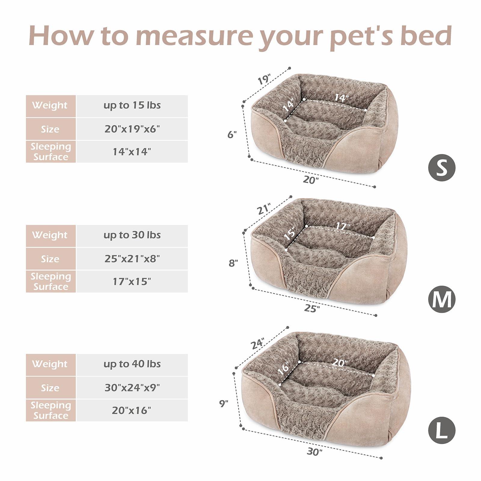 INVENHO Small Dog Bed features anti-slip bottom to stay put on slick floors.