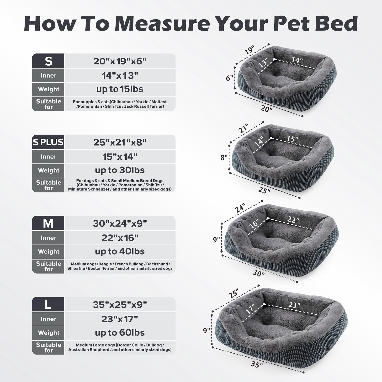 INVENHO Small Dog Bed anti-slip bottom keeps bed in place.