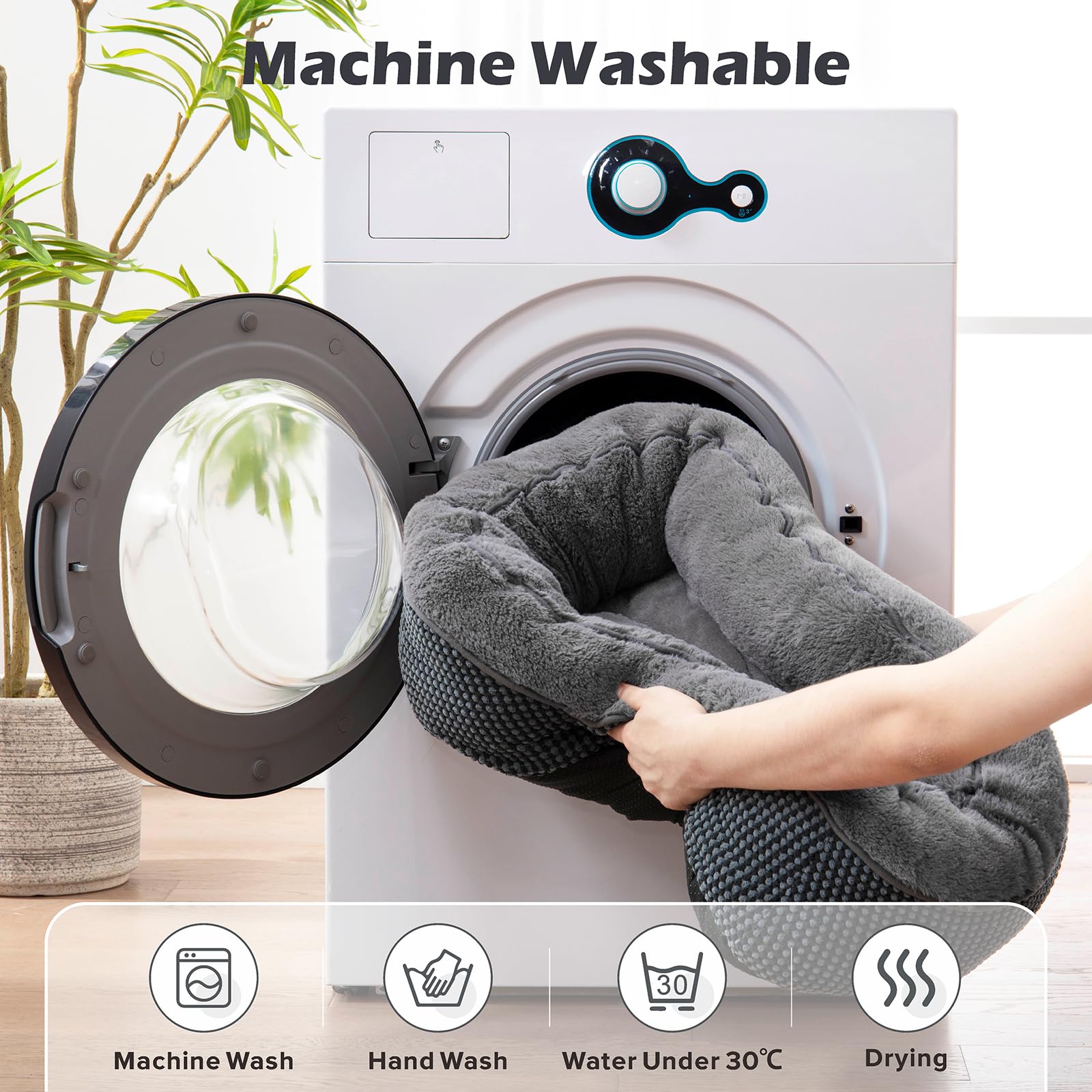 INVENHO Small Dog Bed is machine washable for easy cleaning.