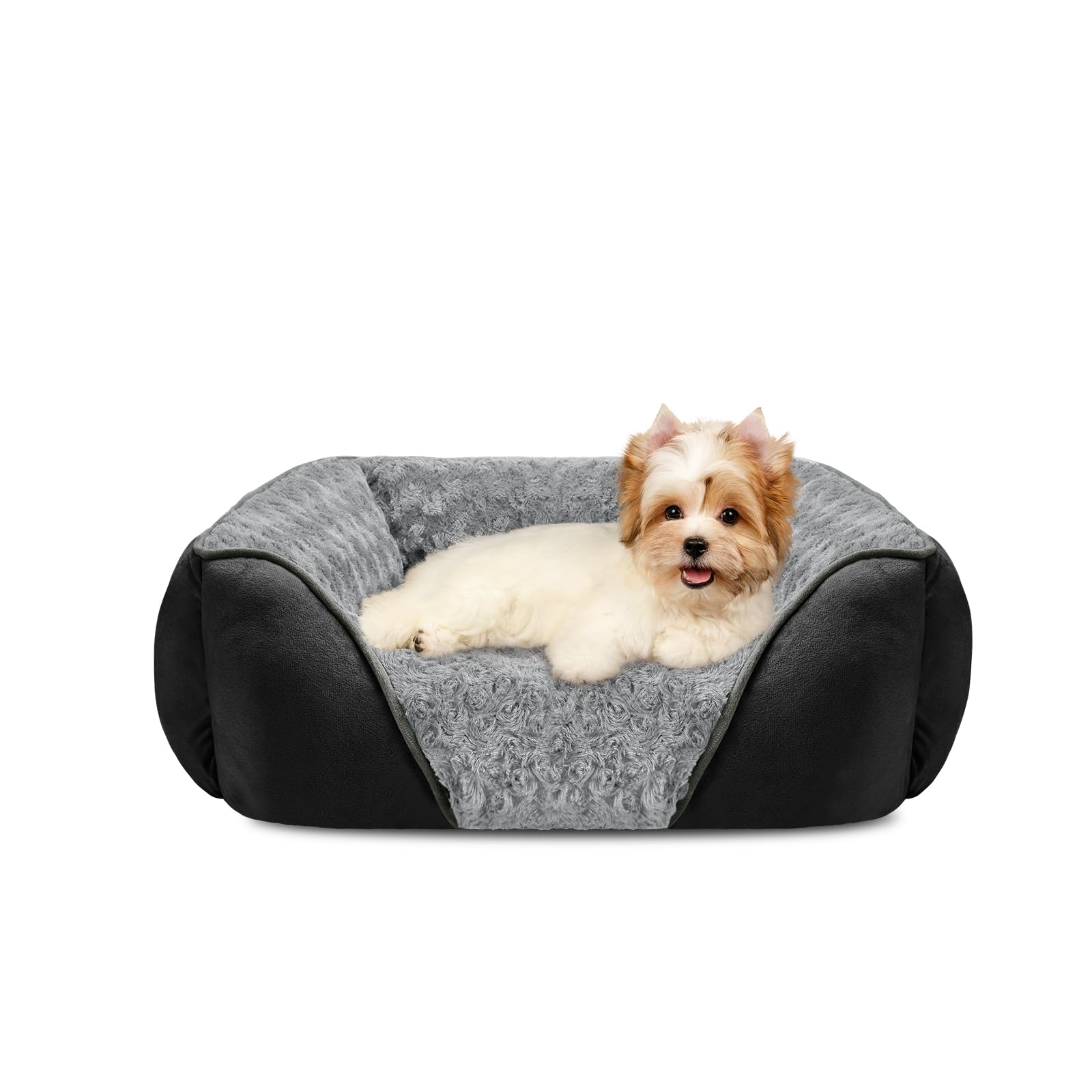INVENHO small dog bed front view shows raised edges for head and neck support