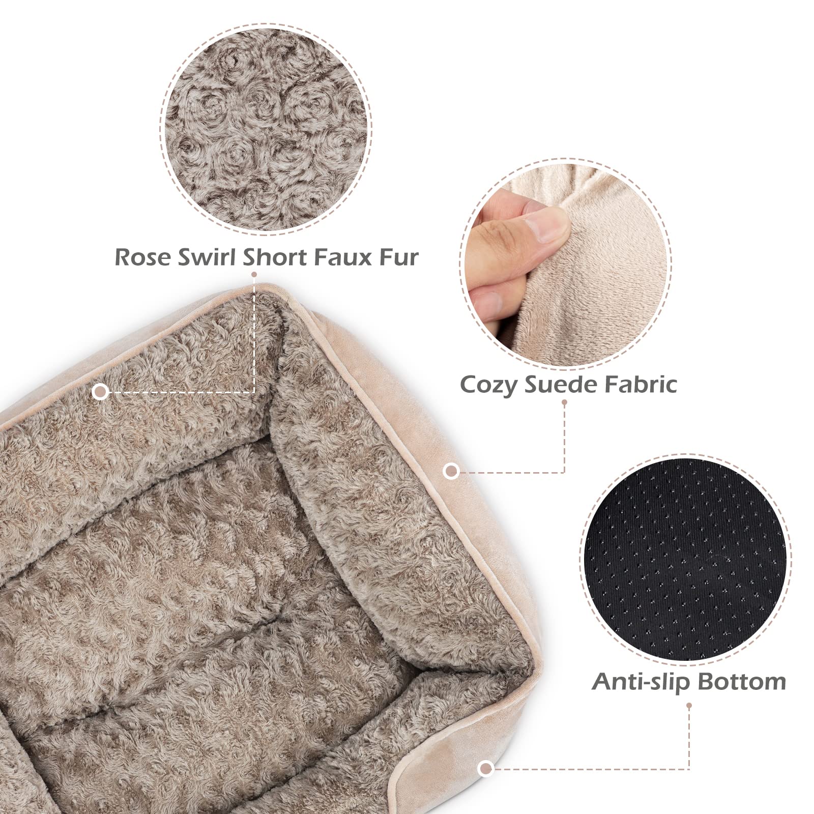 INVENHO Small Dog Bed size chart demonstrates fit for various dog weights.