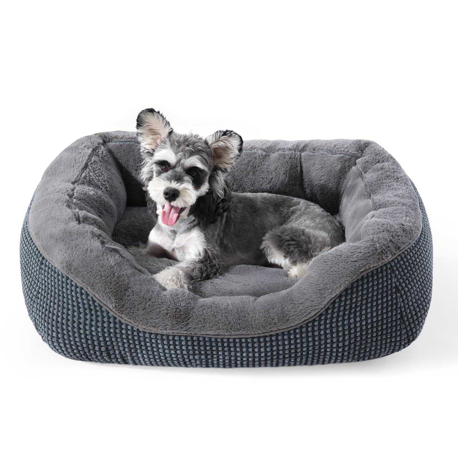 INVENHO Small Dog Bed with soft plush top for calming naps.