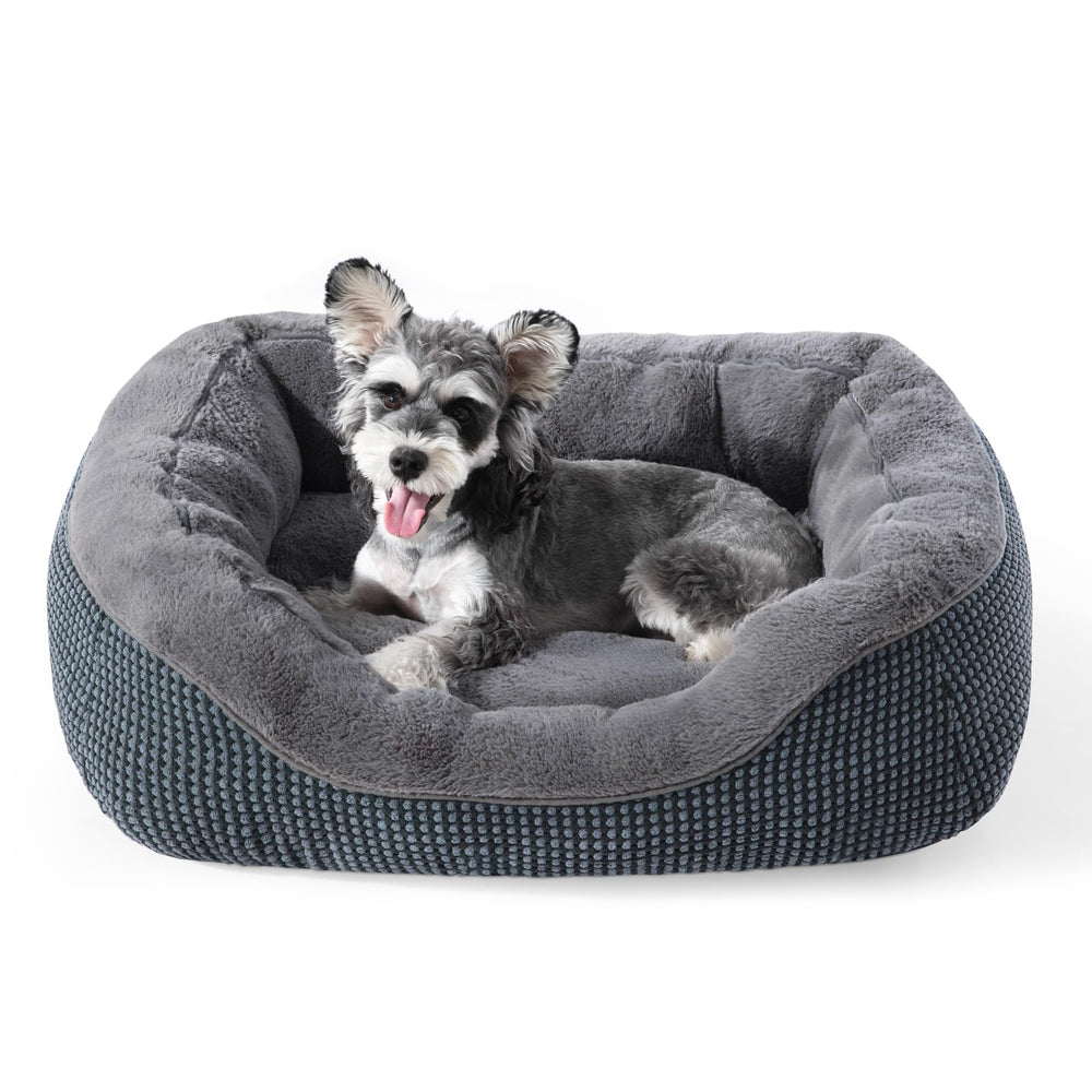 INVENHO Small Dog Bed with soft plush top for calming naps.