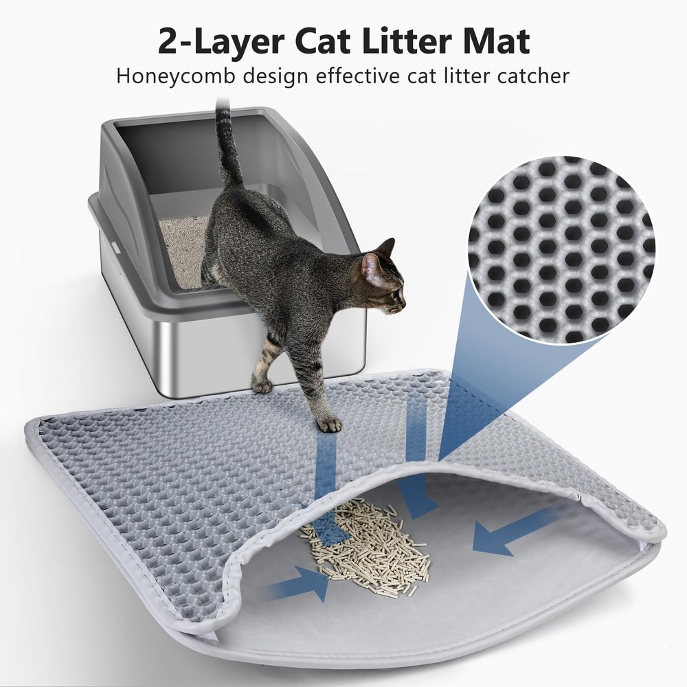 INVENHO stainless steel litter box interior-space showcases roomy movement for cats