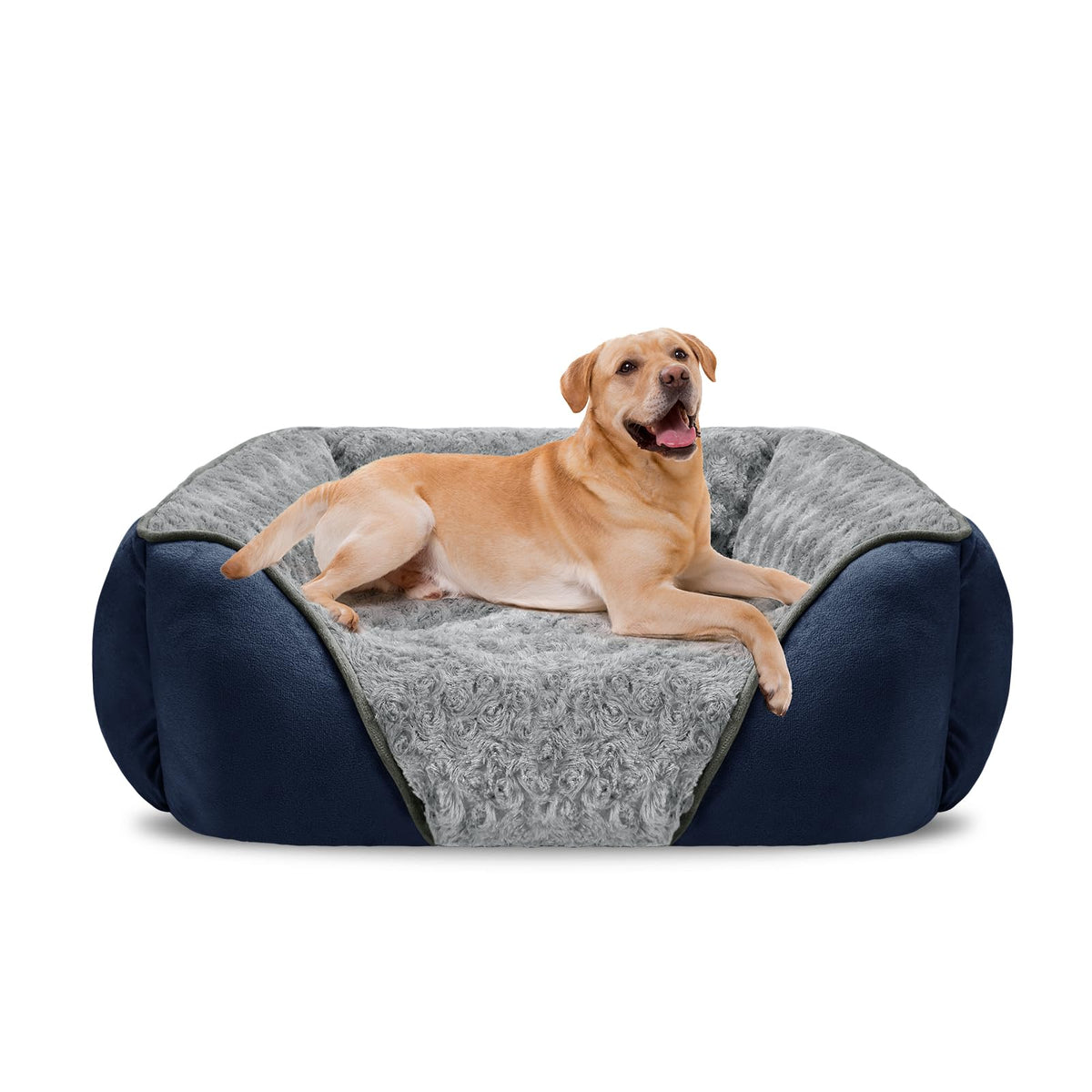 INVENHO XX-Large dog bed front view with raised walls for supportive lounging