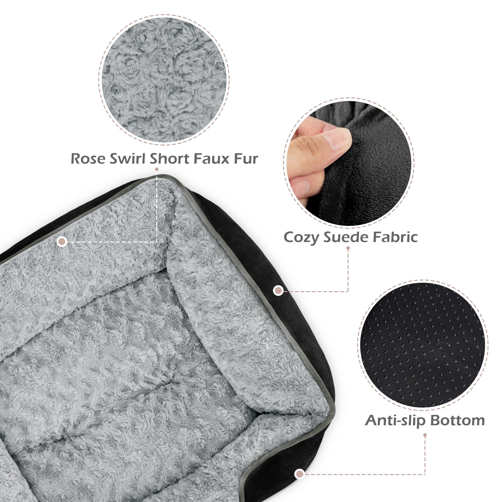INVENHO XX-Large Dog Bed anti-slip bottom keeps bed in place during use.