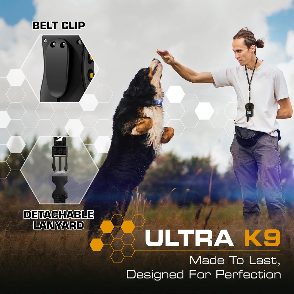 INVIROX Ultra K9 belt clip and lanyard wear options shown.