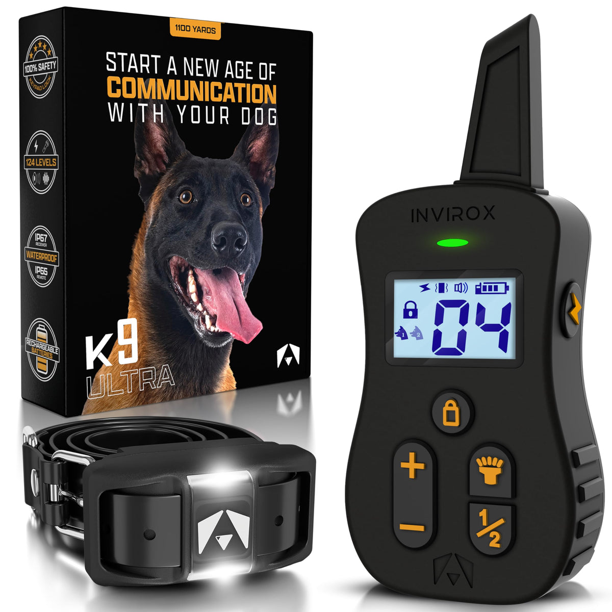 INVIROX Ultra K9 remote control for precise training across long distances.