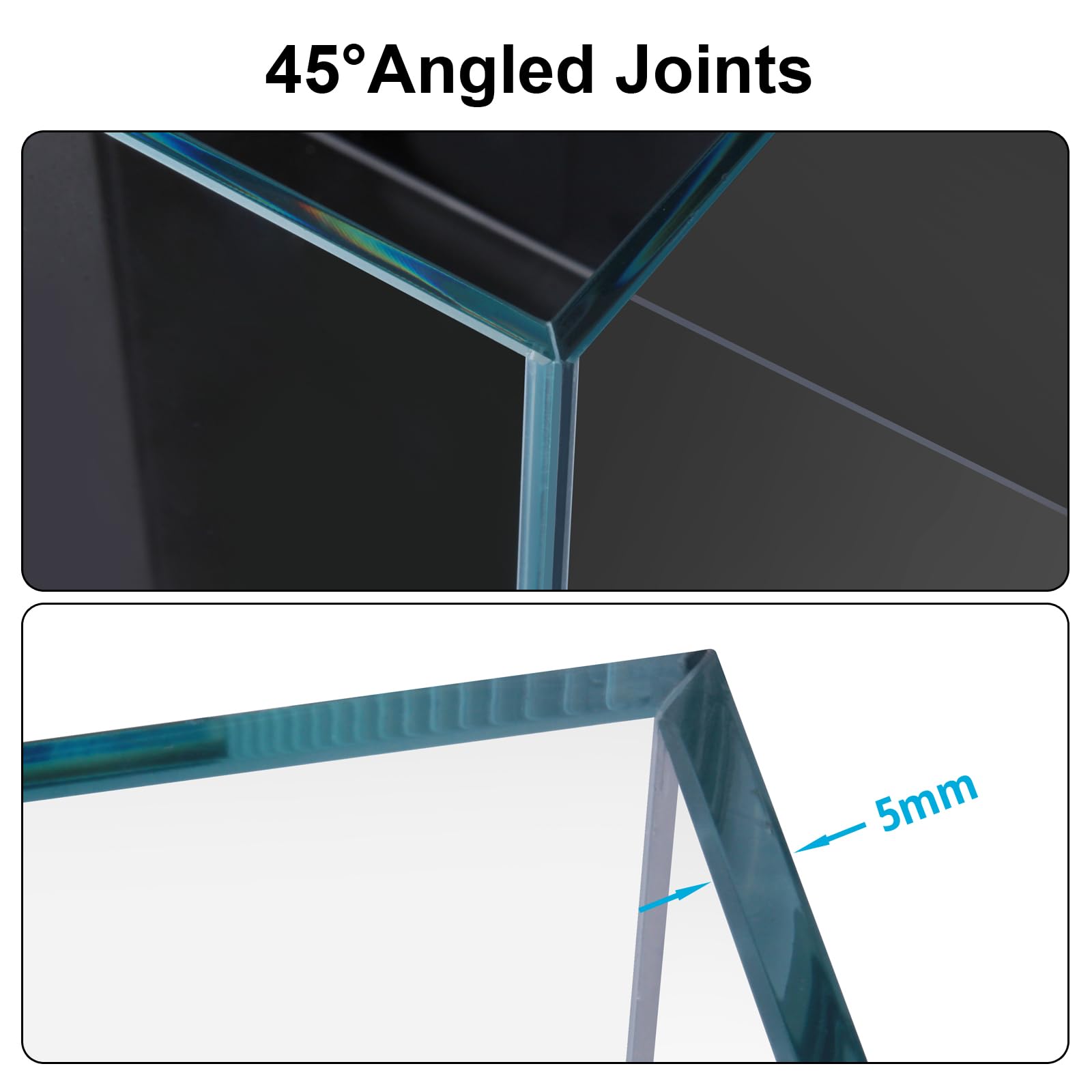 IOAOI Coralland 8-Gallon 45-degree joint detail emphasizes modern sleek construction
