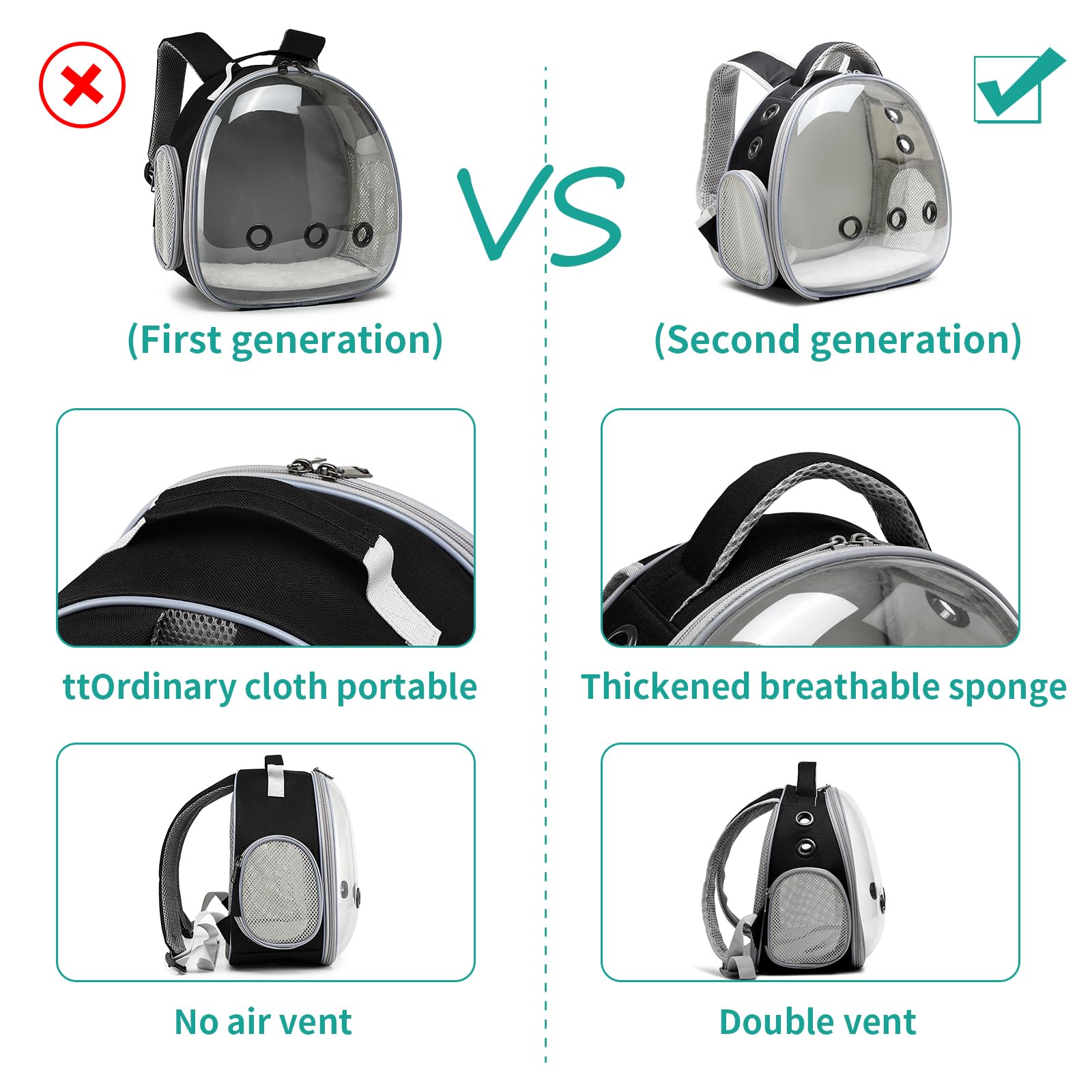 ioview large-expandable bag space fits guinea pigs, rabbits, or small dogs.
