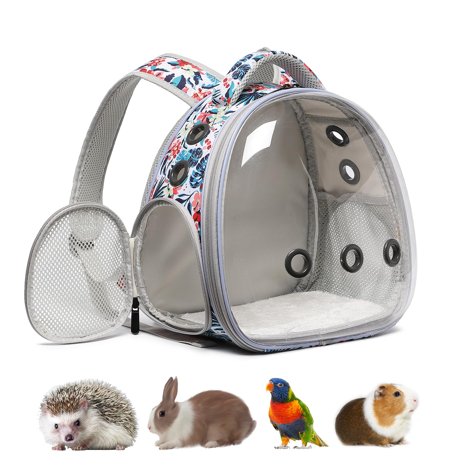 ioview travel pet backpack expands dimensions for spacious travel with small pets.