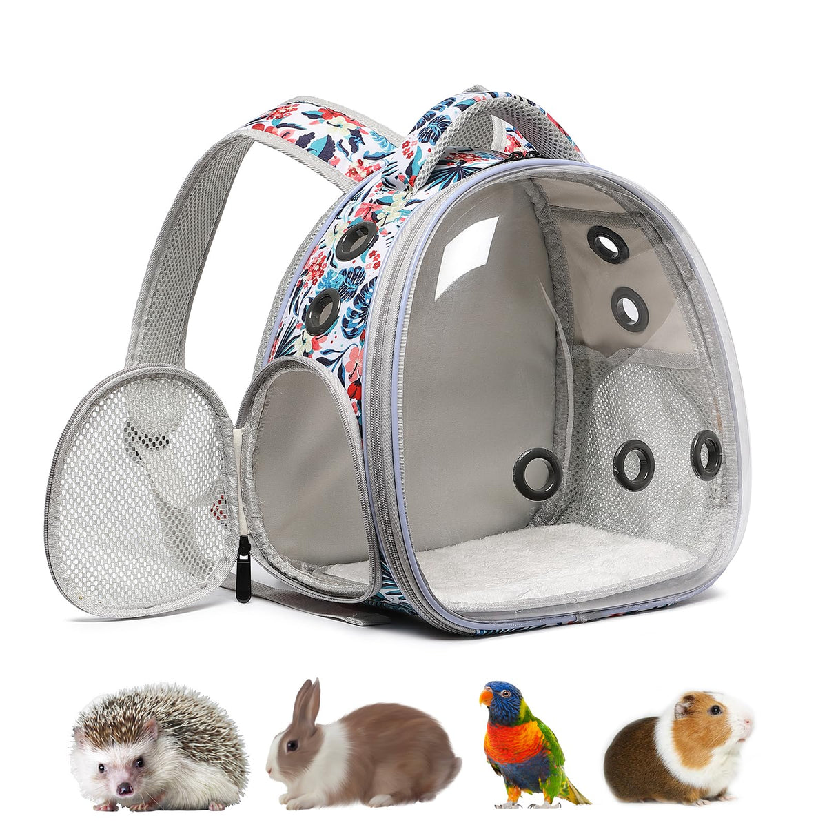ioview travel pet backpack expands dimensions for spacious travel with small pets.