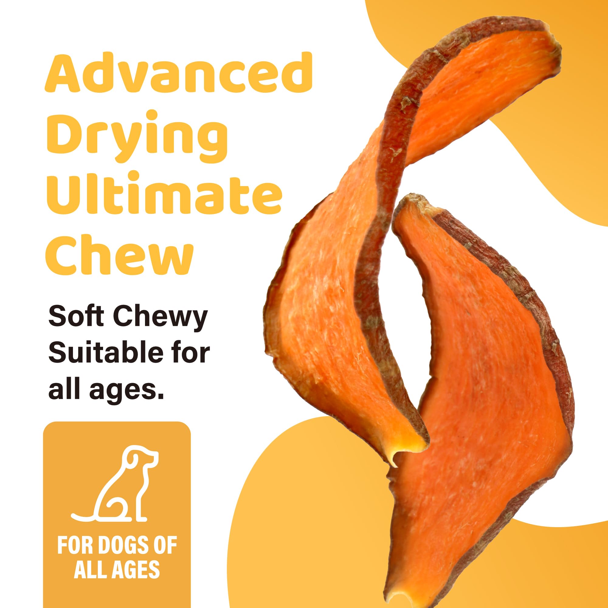 iPaw Sweet Potato Chews bag closeup showing natural hypoallergenic easy-to-digest formula