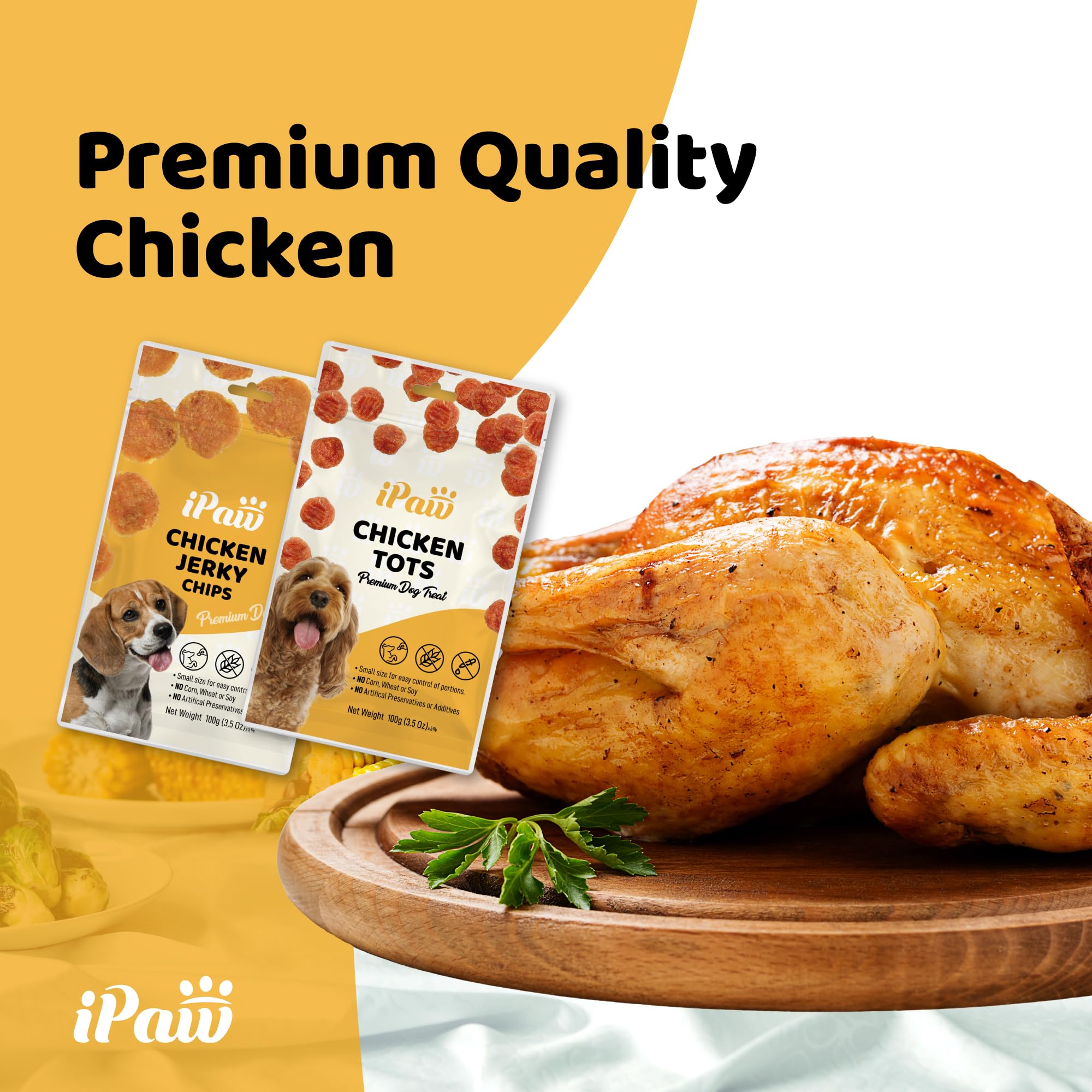 iPaw Tots de Pollo, textura blanda, facilita la masticación durante juegos.