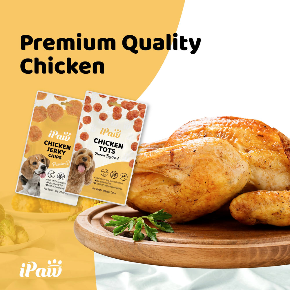 iPaw Tots de Pollo, textura blanda, facilita la masticación durante juegos.