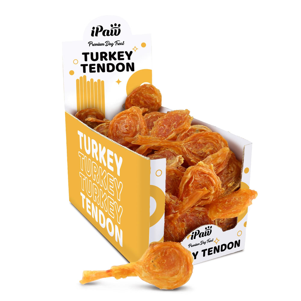 iPaw Turkey Tendons bulk pack—natural dental-friendly chew for dogs.