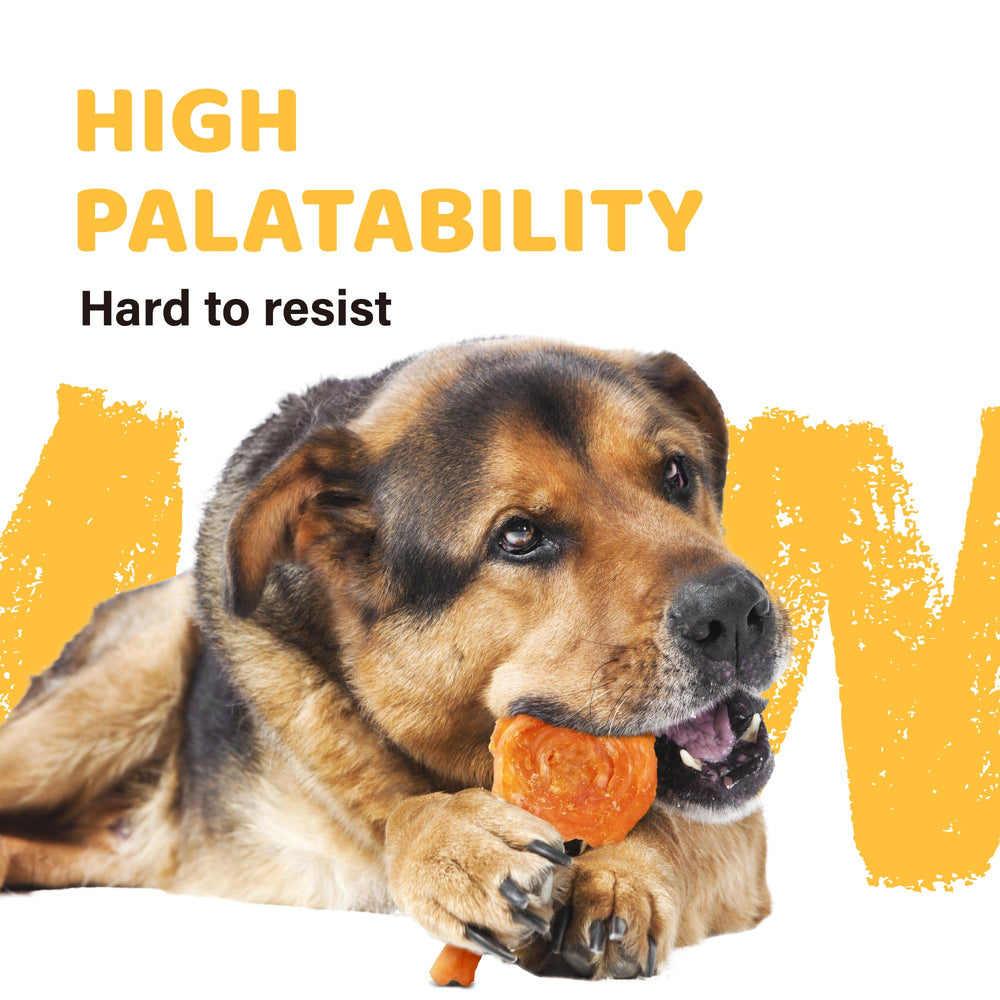 iPaw turkey tendon chew supports dental health and fresh breath.