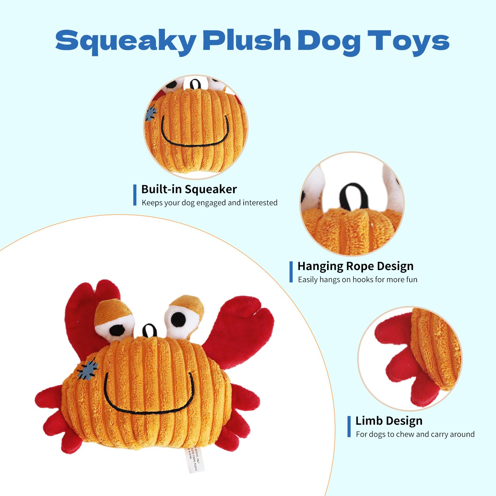 ipawspace shark plush toy for dogs — inviting shape encourages interactive play and exercise