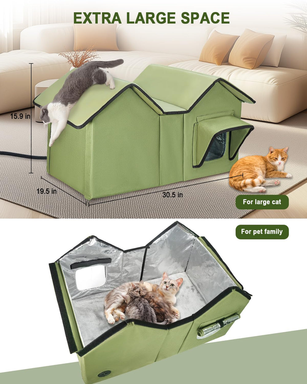 IPEAIN outdoor cat house assembly demonstrates Velcro ease and simple cleaning.