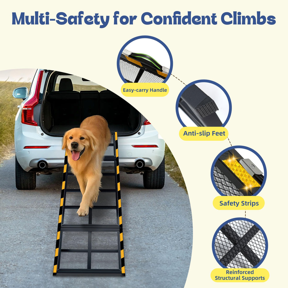 IPETBA dog ramp folded compact storage fits trunks and RV spaces.