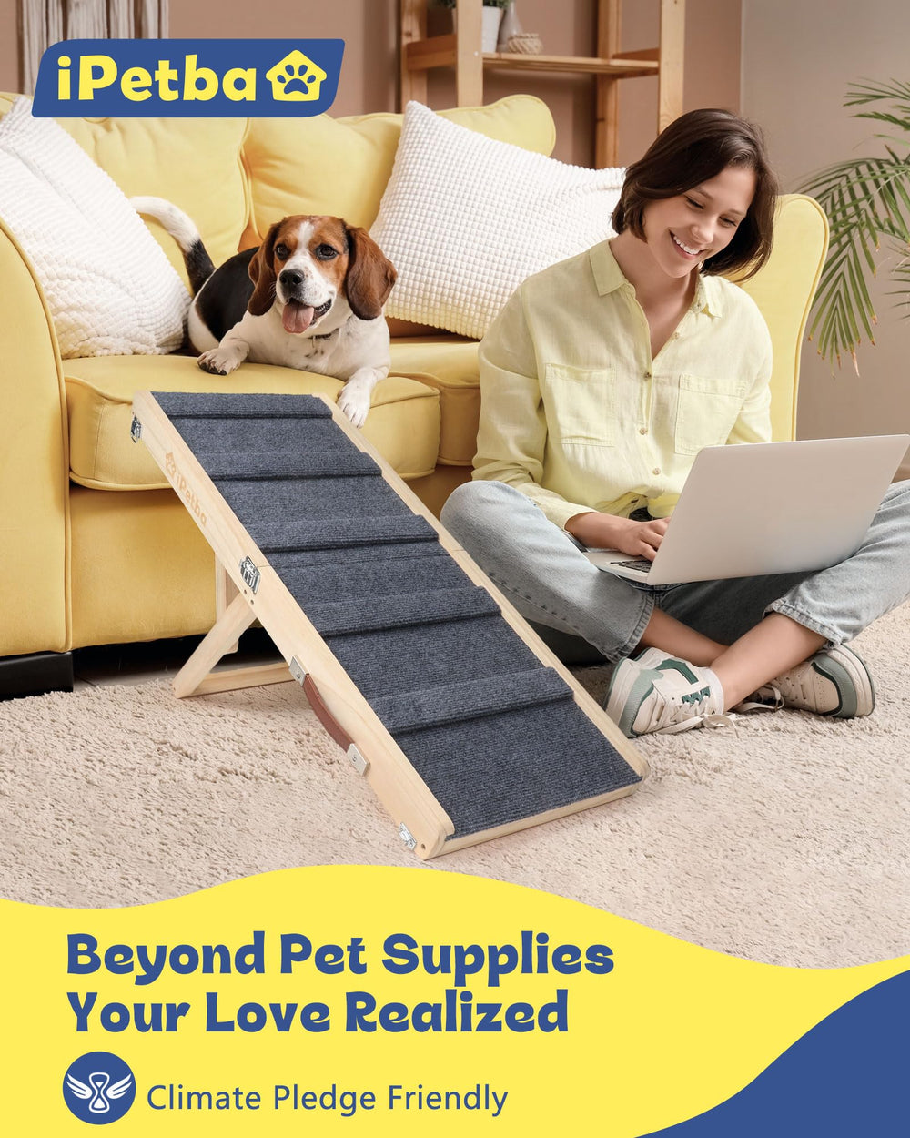 IPETBA dog ramp height settings show adjustable options for easy access.