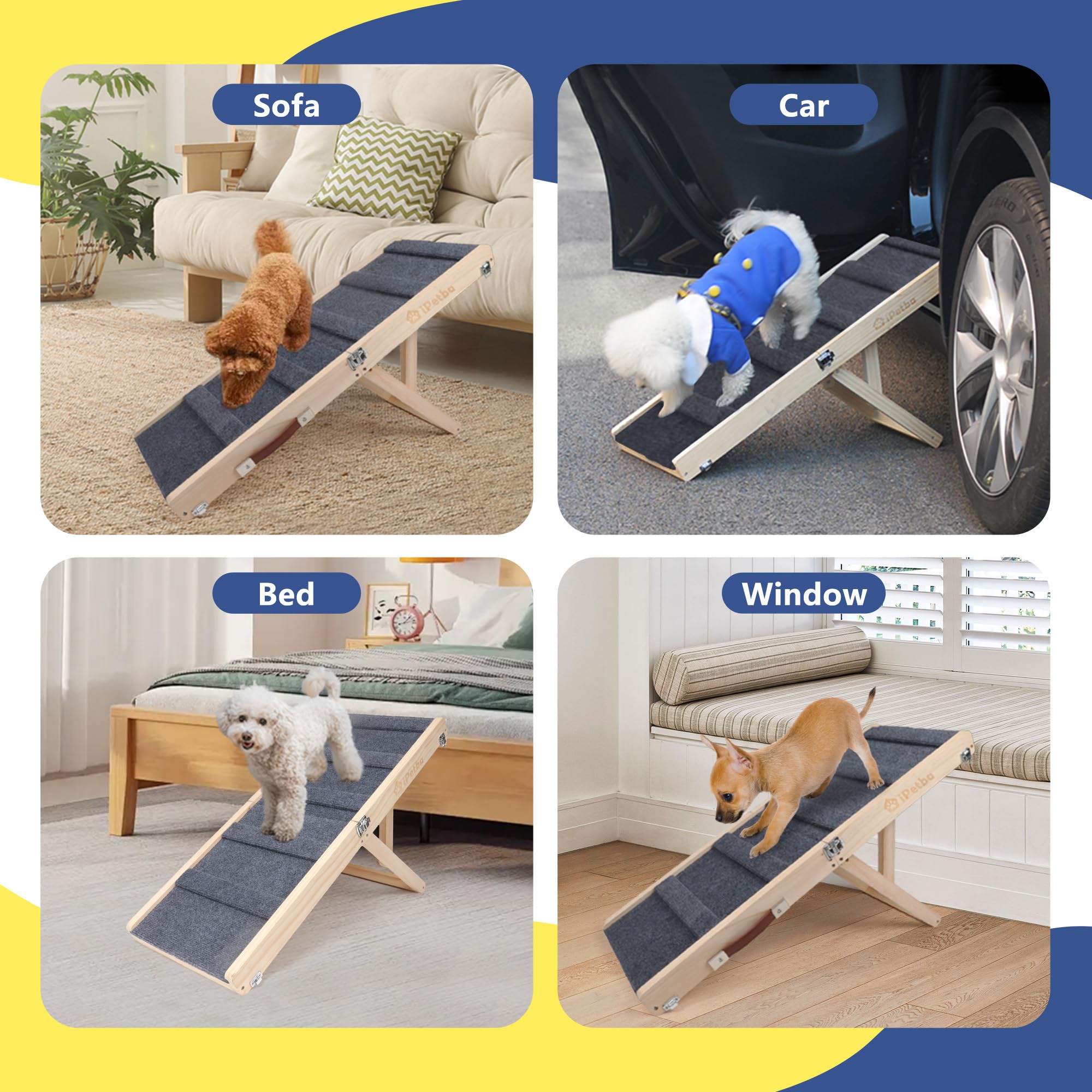 IPETBA dog ramp portable design ideal for travel and apartments.