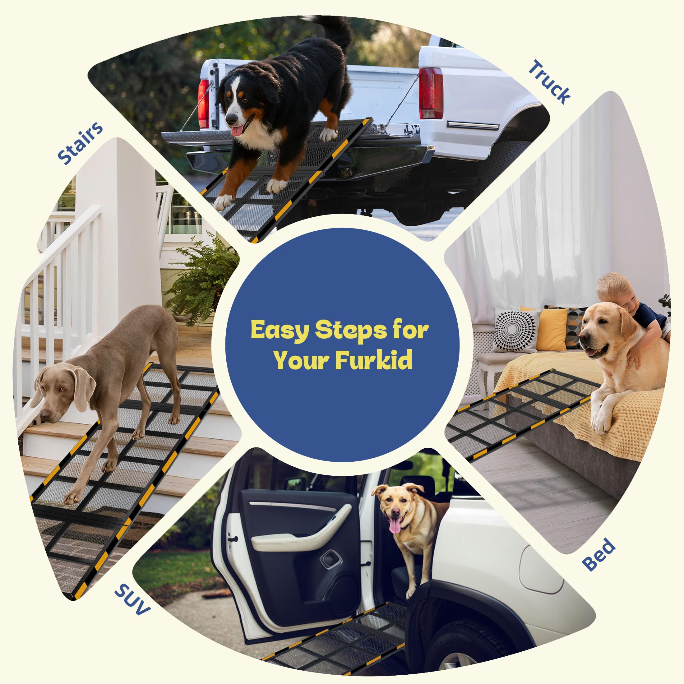 IPETBA dog ramp stairs-use design supports safe access to cars and stairs.