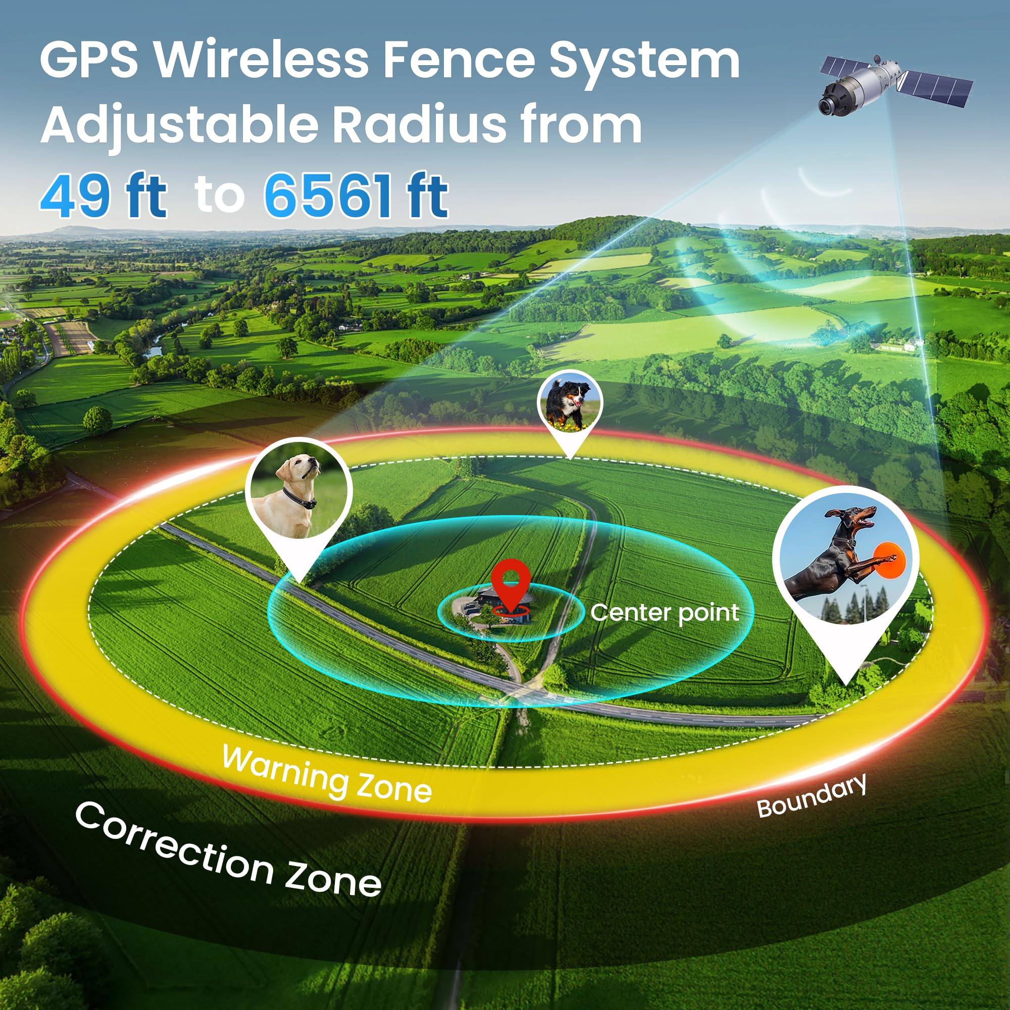 ipetlore GPS fence range coverage map highlights a large outdoor play area