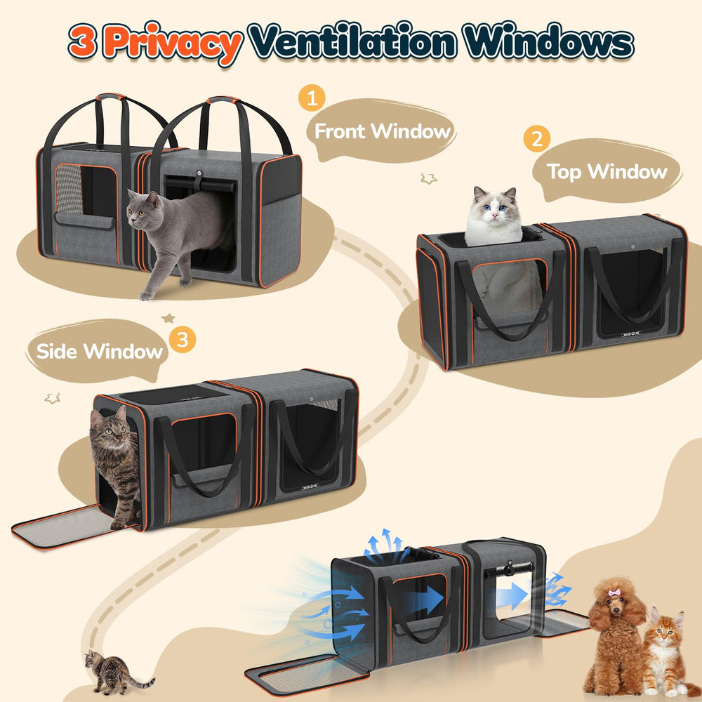 ipetstation cat carrier-breathable-mesh-panel emphasizes airflow and pet comfort