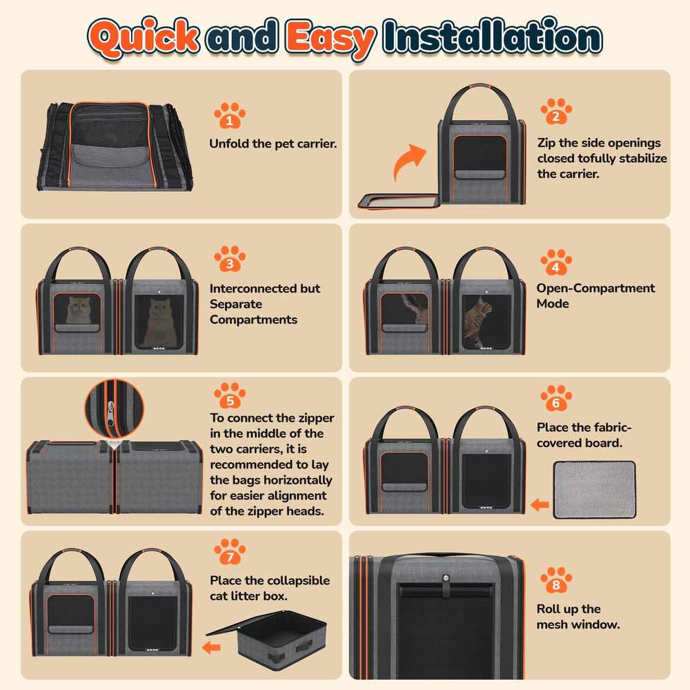 ipetstation cat carrier-dual-setup shows combined large carrier option for spacious transport