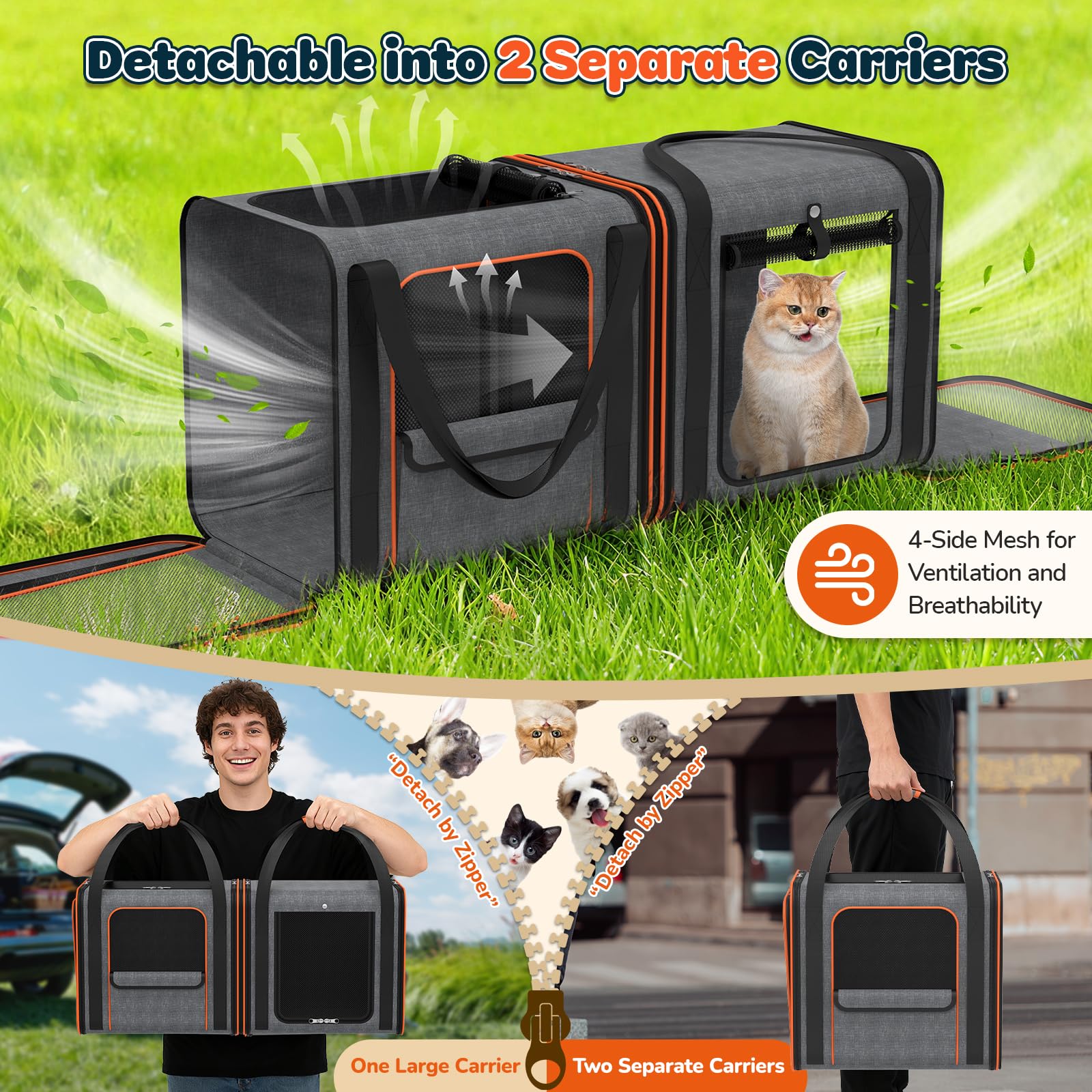 ipetstation cat carrier large side-view shows easy access for quick pet checks during trips