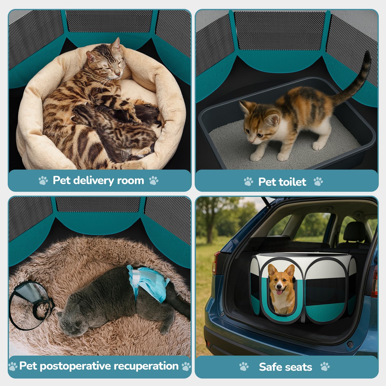 ipetstation cat playpen mesh panel—breathable enclosure for secure feline play.