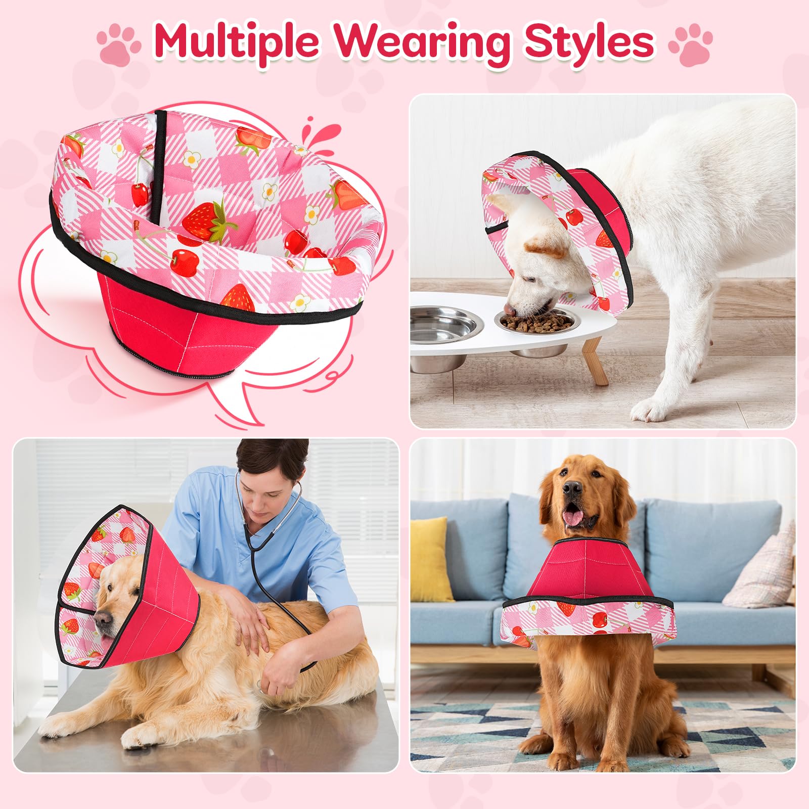 ipetstation dog cone outward-folding design keeps vision clear while protecting wounds