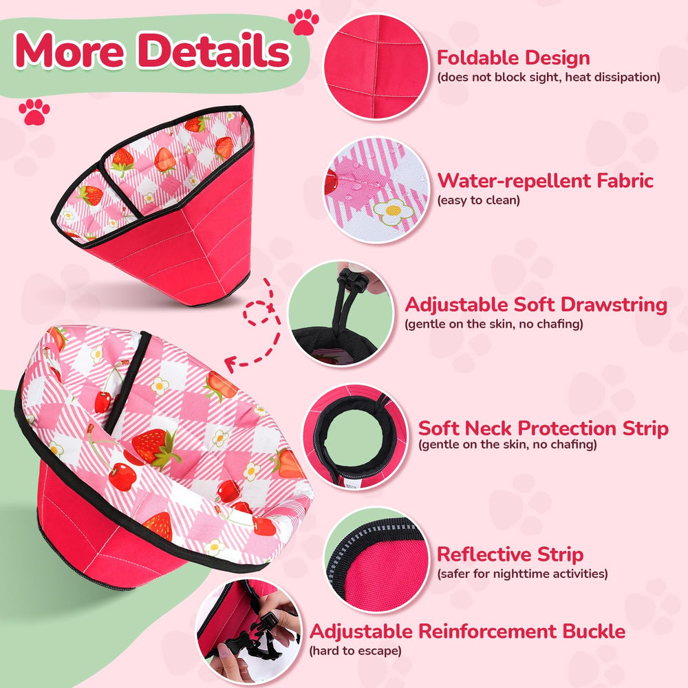 ipetstation dog cone strawberry-pattern adds cute appeal during recovery