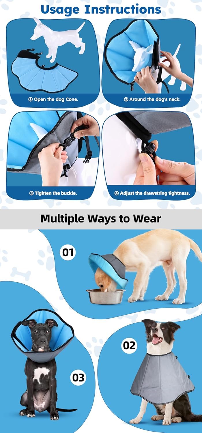 ipetstation dog cone velcro adjustable enables a custom fit