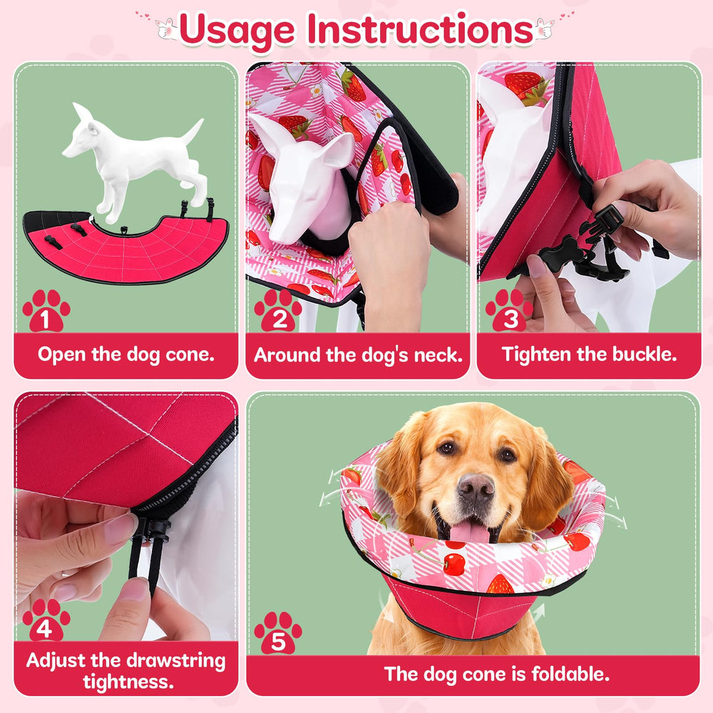 ipetstation strawberry-pattern-detailed cone adds a cute recovery touch