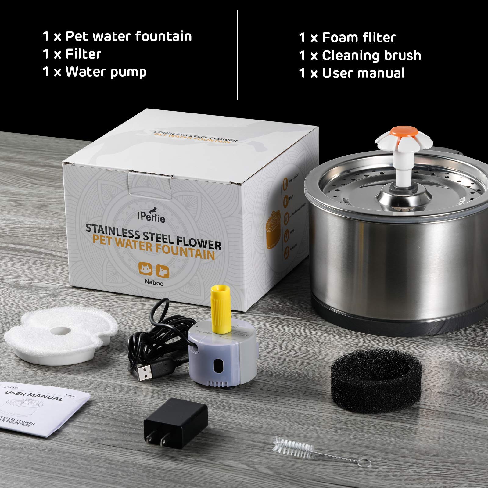 ipettie 4-stage filtration system delivers clean, oxygen-rich water for pets.