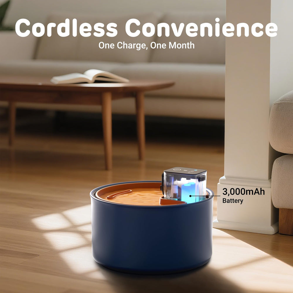 ipettie ceramic cat fountain charging hub and cordless operation for flexible placement
